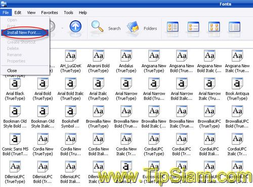 การติดตั้ง font