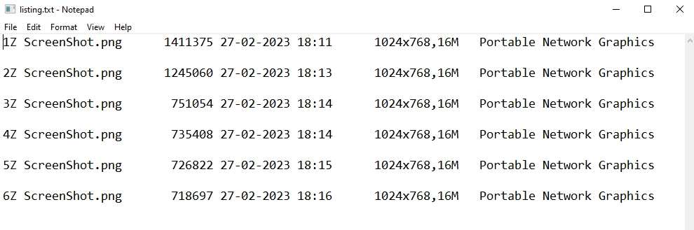 วิธีเก็บรายชื่อไฟล์ (File Listing)