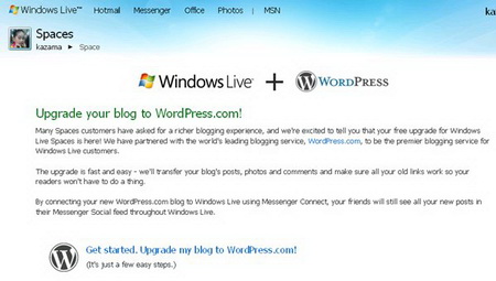 Window live Spaces ย้ายไป WordPress.com