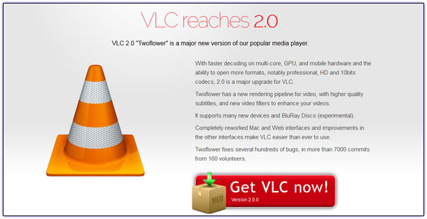 ดาวน์โหลด VLC 2.0 โปรแกรมเล่นวิดีโอยอดฮิต