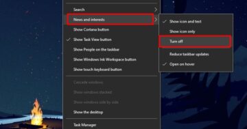 วิธีปิดแถบสภาพอากาศที่ Taskbar Windows 10