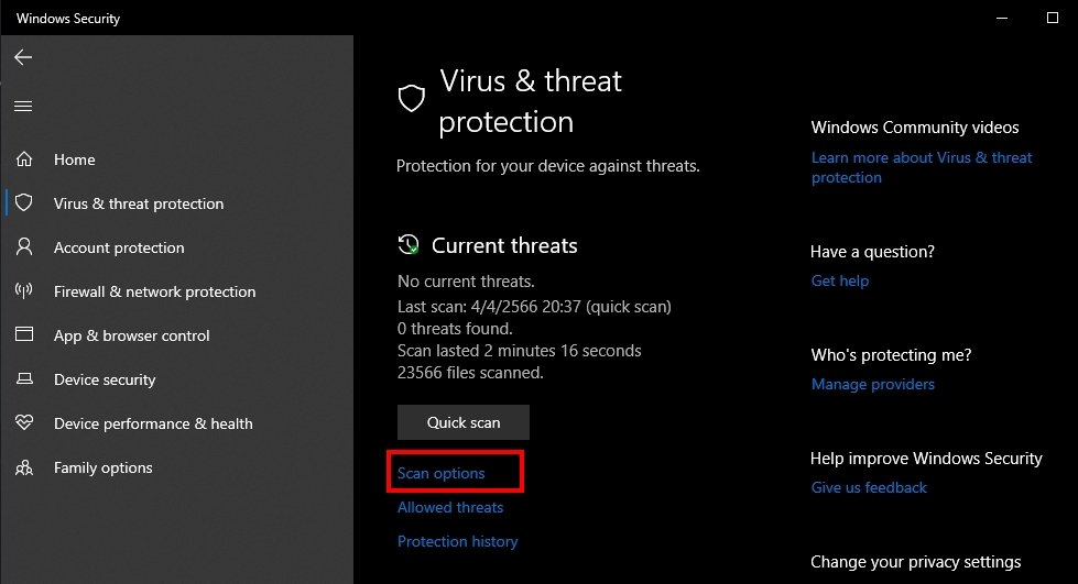 วิธีสแกนไวรัส Windows 10
