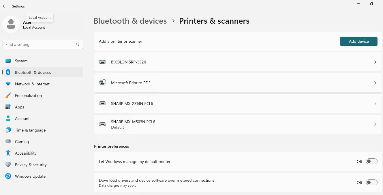 หน้า Devices and Printers แบบใหม่ Windows 11